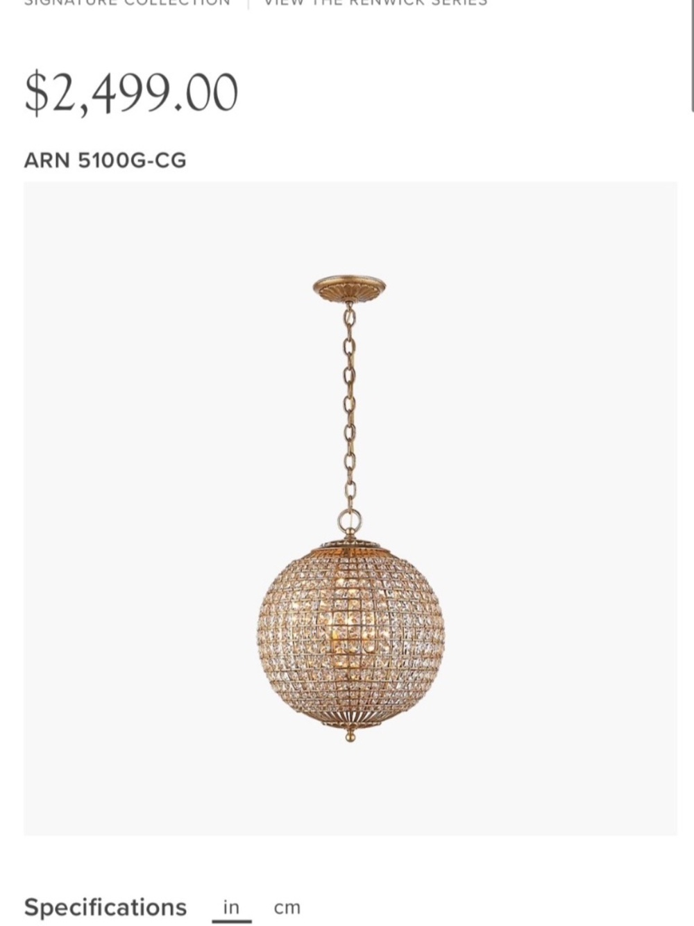 Renwick small crystal sphere chandelier